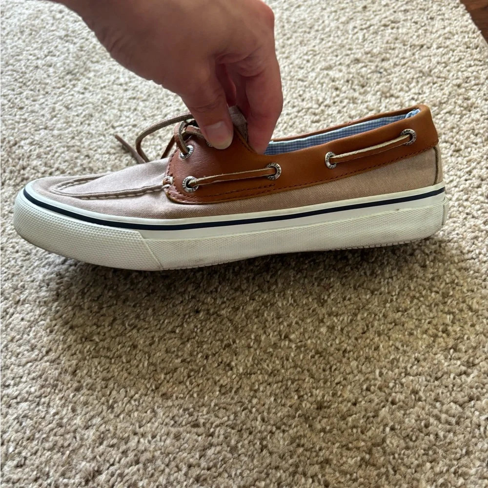 Sperry Two-Tone Brown Canvas & Tan Leather Boat Shoes